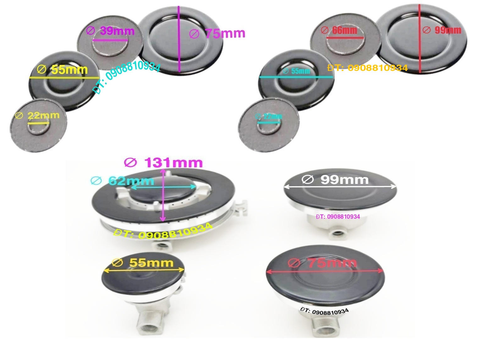 Mâm chia lửa bếp ga âm / đầu đốt bếp gas đôi Malloca AS-920/AS-9102B/AS-9103B/AS-9502W/AS-720