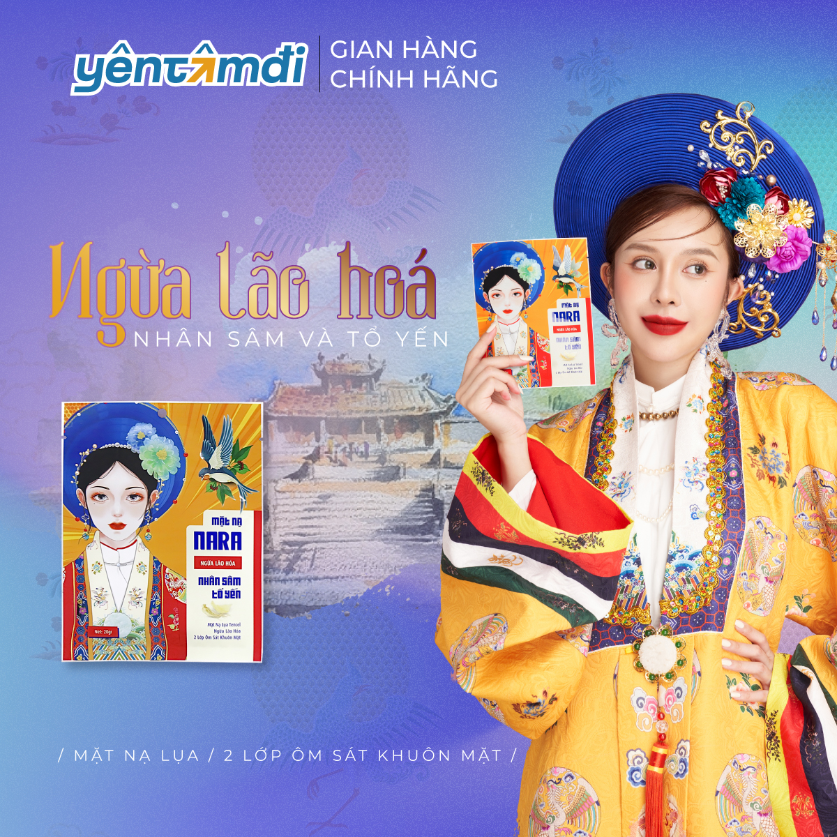 Mặt nạ nara ngừa lão hoá chiết xuất nhân sâm - tổ yến