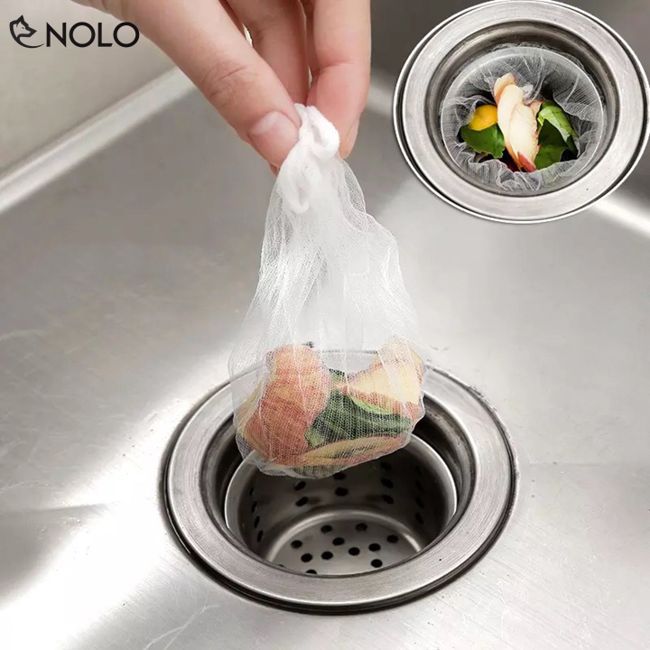 Combo set 100 túi lọc rác lọc cặn bẩn gắn phễu bồn rửa chén chất liệu vải màn tuyn phù hợp hầu hết phễu bồn rửa chén