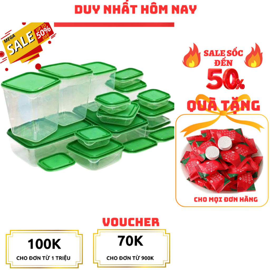 DÙNG ĐƯỢC LÒ VI SÓNG COMBO 17 HỘP Nhựa Đựng Thực Phẩm Có Nắp Đậy Cao Cấp