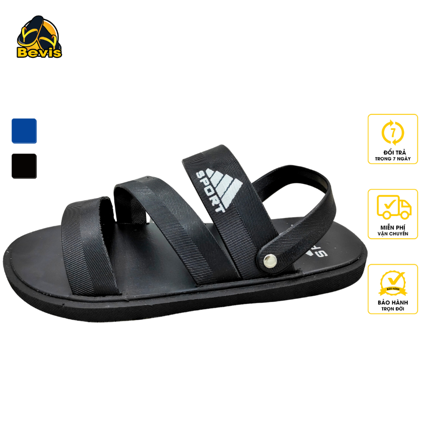 Dép sandal nam hai trong một Bevis - quai ngang cao su thiết kế đơn giản hợp thời trang -  đế đúc cao su không thấm nước BE190-1