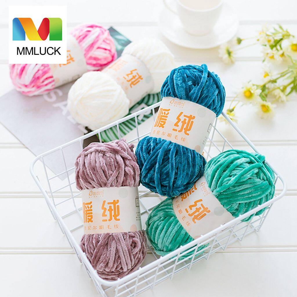 Len sợi đan móc đan len mmluck sợi polyester mềm sáng tạo sợi đan bằng nhung dệt kim tự làm bằng tay sợi móc dụng cụ may áo len đan