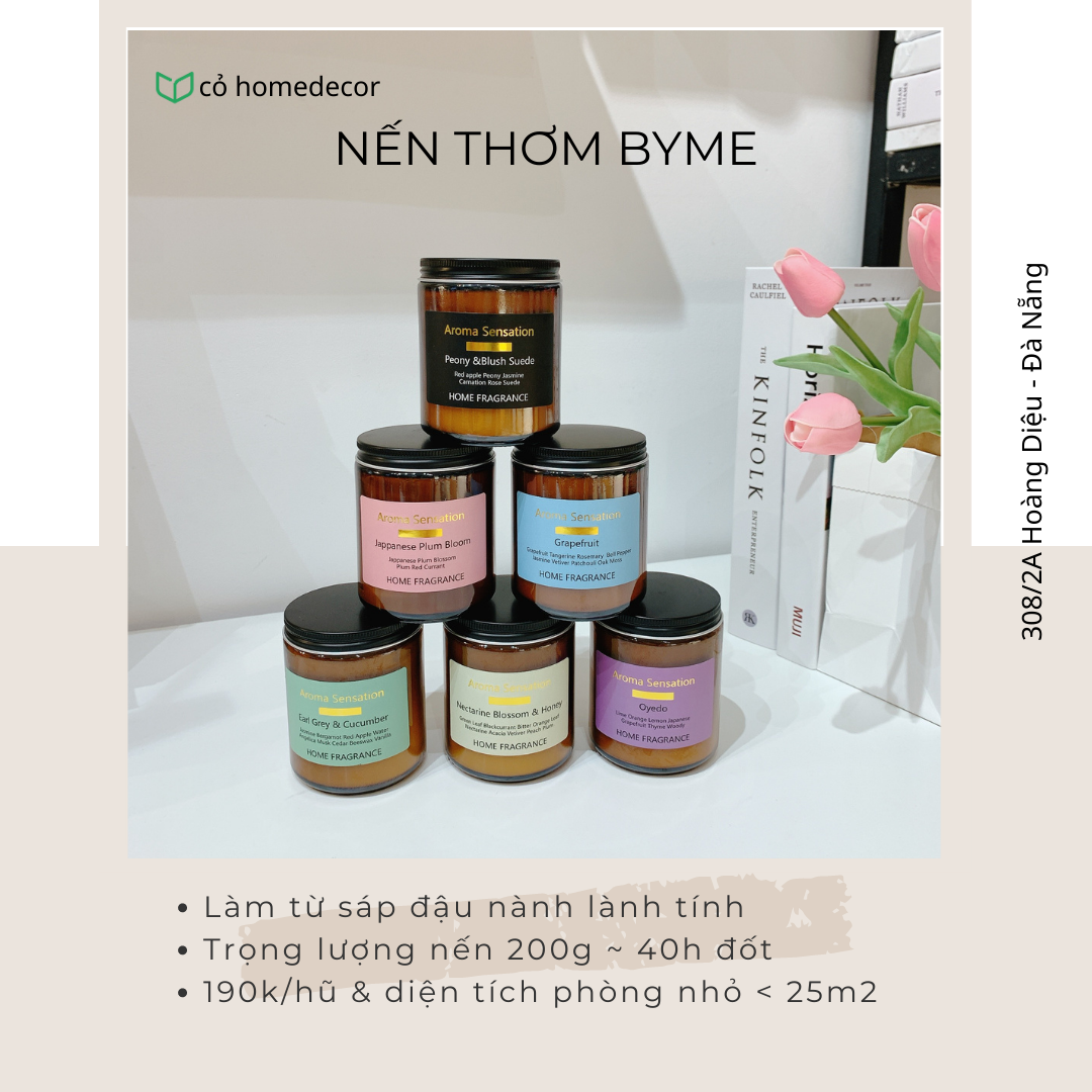 Nến thơm từ sáp đậu nành BYME 150g ~ 40h đốt - Sẵn nhiều mùi