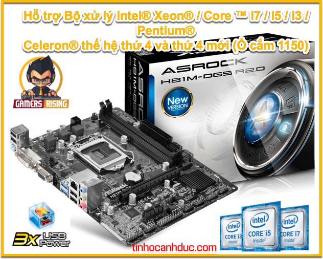 Mainboard asrock h81m-dgs r2.0 socket 1150 hỗ trợ tới i3 i5 i7 có dvi sata3 usb3