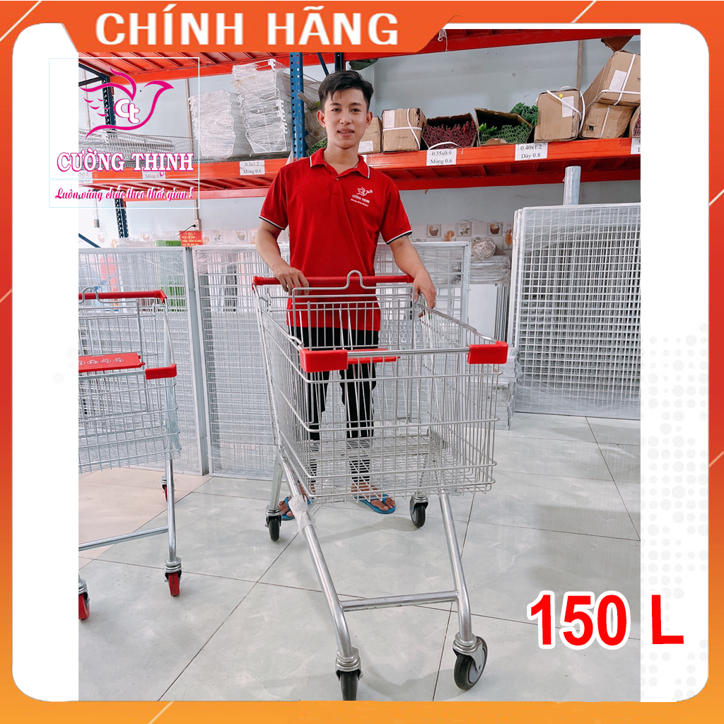 Xe đẩy siêu thị 150 lít, xe đẩy mua sắm siêu thị