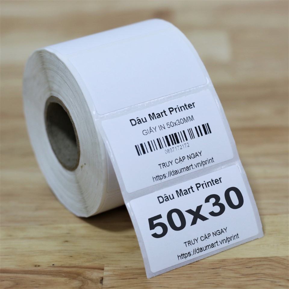 Cuộn 900 tem trà sữa 50x30mm in mã vạch in tem phụ 50x30 - 5x3cm - 3x5cm