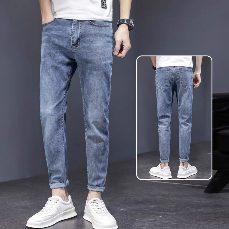  Quần jean nam xanh trơn màu sắc đơn giãn dễ mặc 7777 