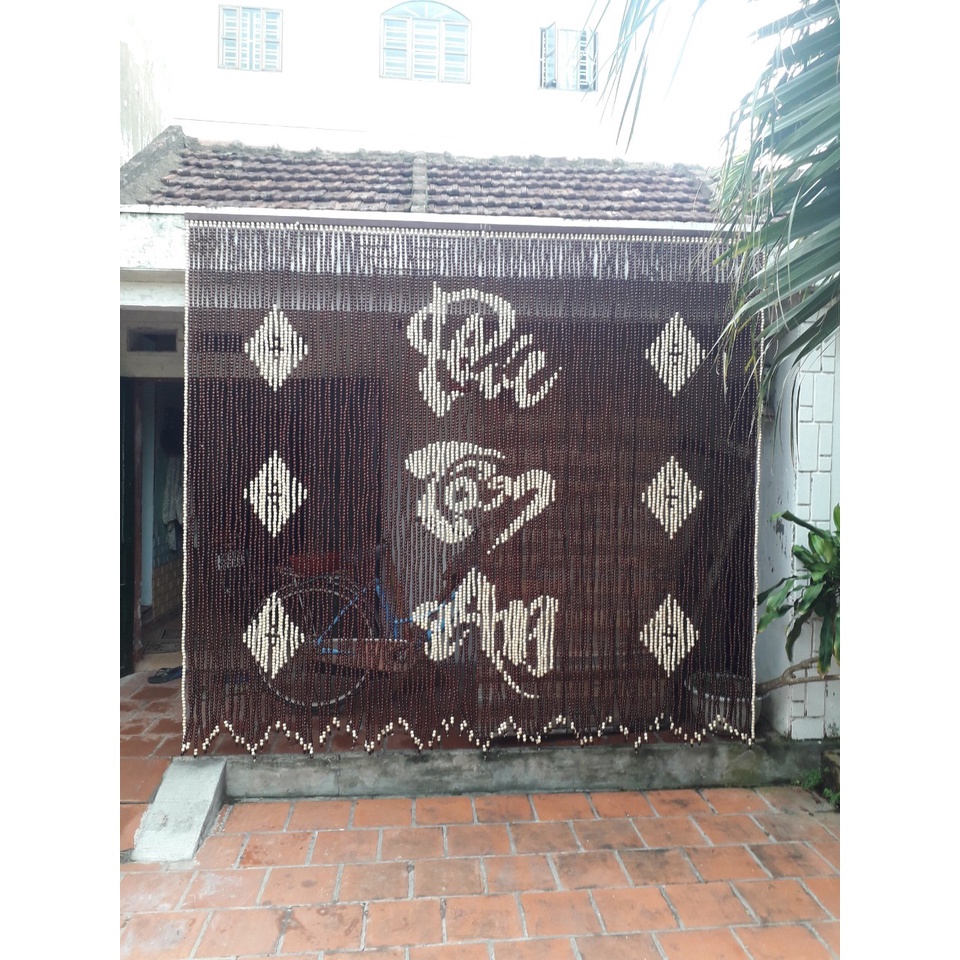 Rèm hạt gỗ cỡ lớn chữ Phúc Tâm An che phòng thờ | RPTA