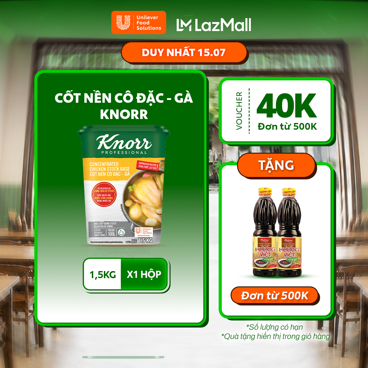 Cốt Nền Cô Đặc Gà Knorr Professional 1.5kg - Chuyên dùng cho nấu ăn