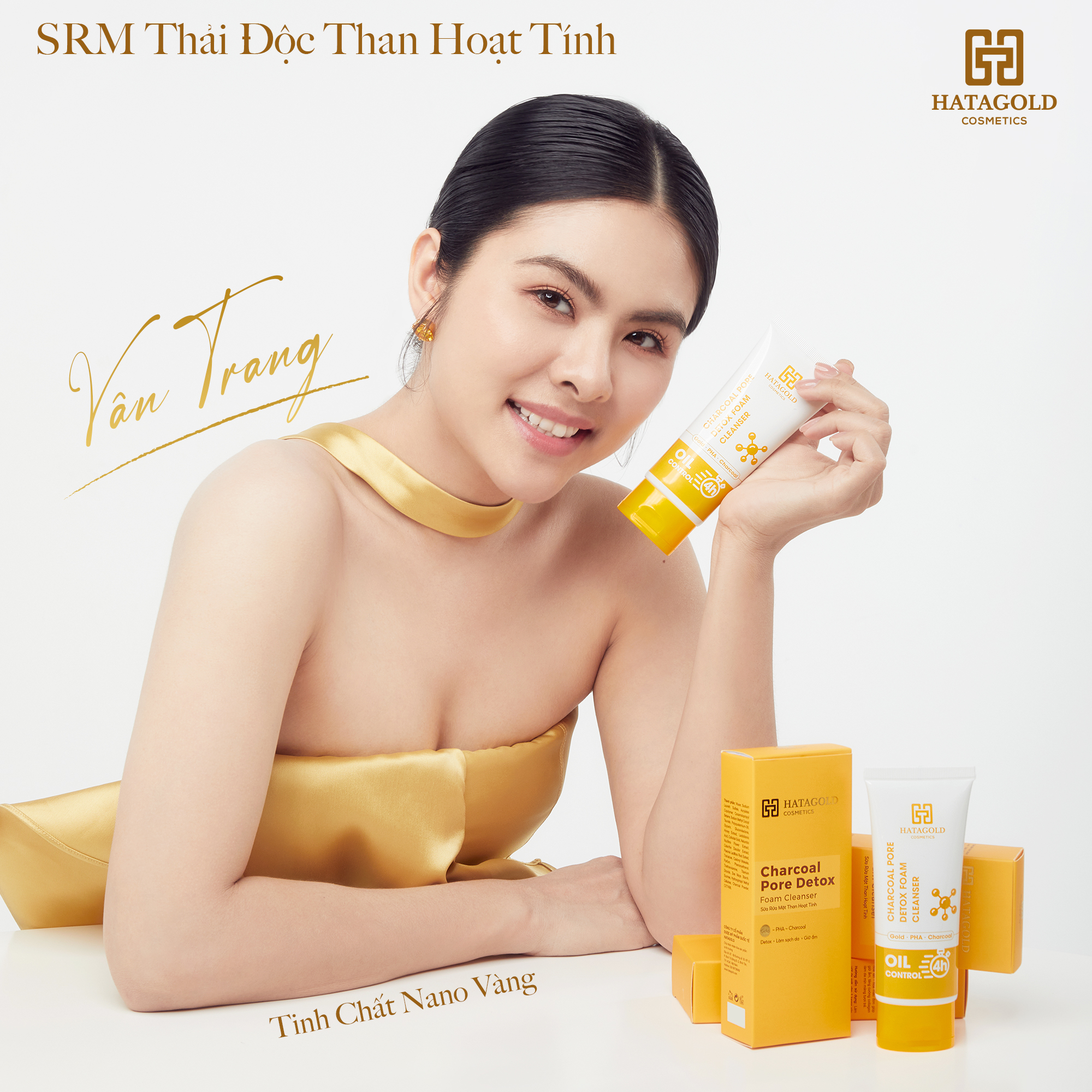 Hatagold | sữa rửa mặt thải độc than hoạt tính - charcoal pore detox foam cleanser - oil control 4h - kl:120g