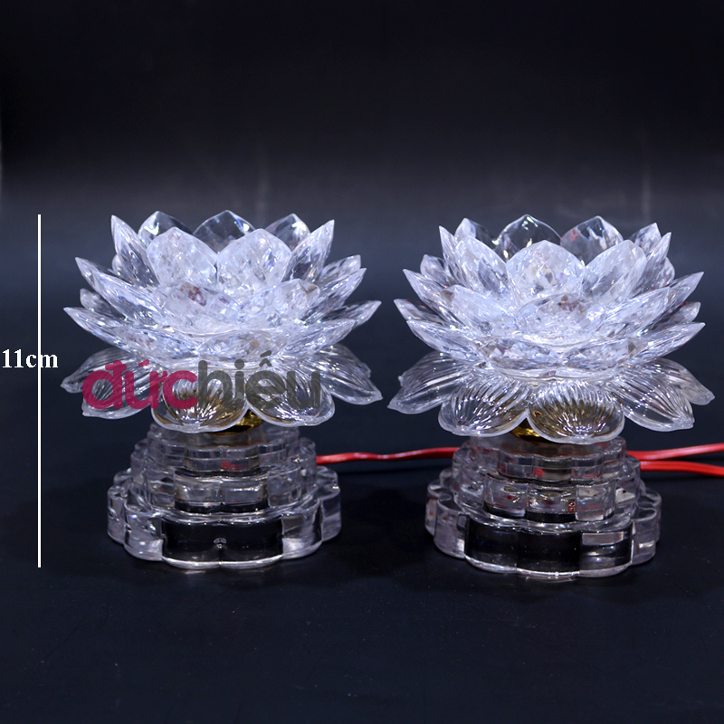 Bộ 2 đèn thờ cúng hoa sen đổi nhiều màu, đèn hoa sen bàn thờ, đồ thờ cúng | Đức Hiếu Shop
