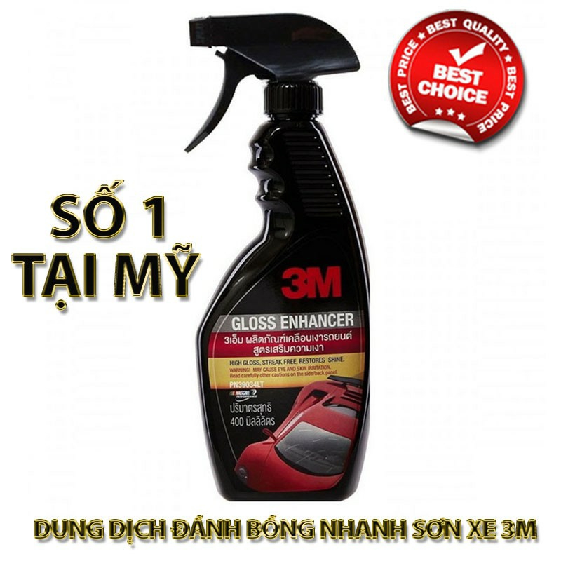 Chai xịt dung dịch đánh bóng nhanh sơn xe 3m gloss enhancer 39034lt 400ml