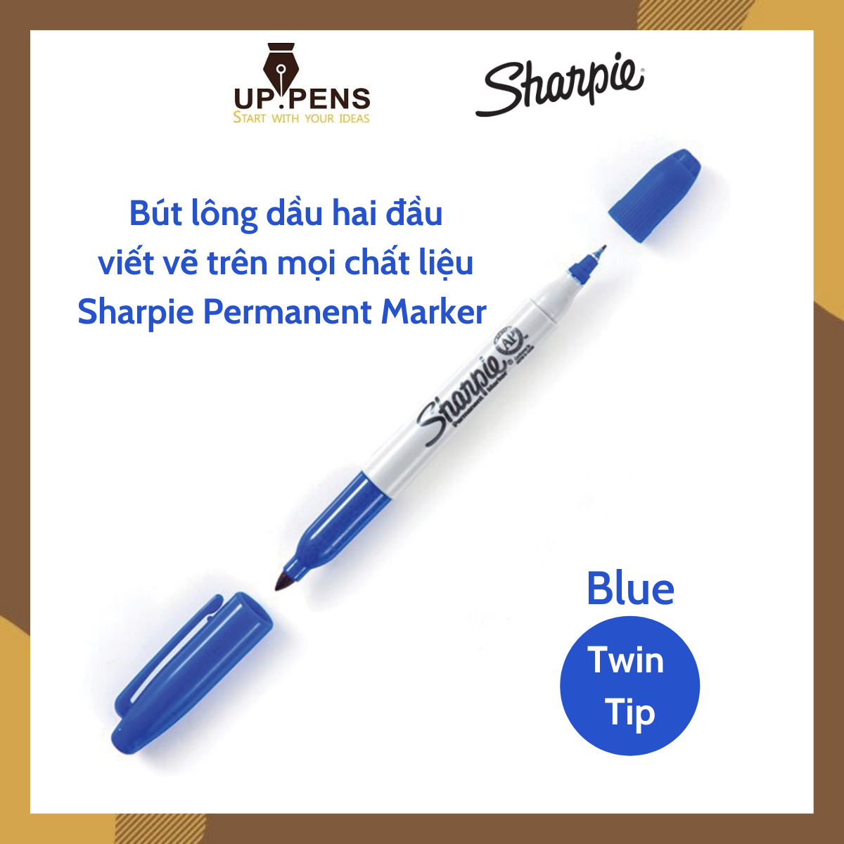 Bút lông dầu hai đầu viết vẽ trên mọi chất liệu Sharpie Permanent Marker Twin Tip – Fine/Ultra Fine – Màu xanh dương
