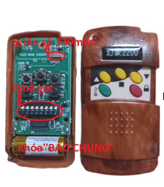 Điều khiển cửa cuốn 5 nút 2200 mã gạt 8 số