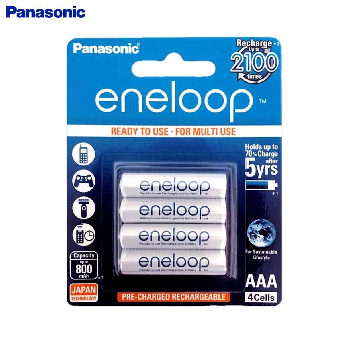 Vỉ 4 pin aaa eneloop 800mah bk-4mcce 2100 lần sạc