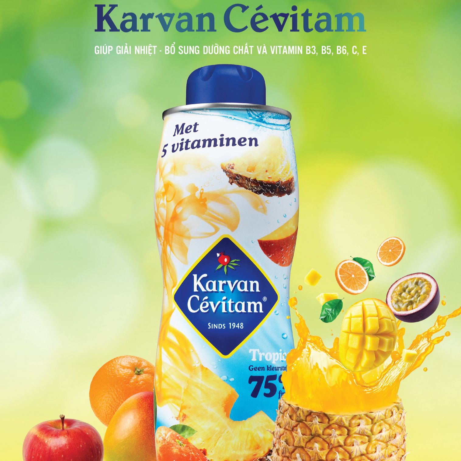 Nước ép trái cây nhiệt đới cô đặc chai 750ml karvan cevitam - nhập khẩu hà lan