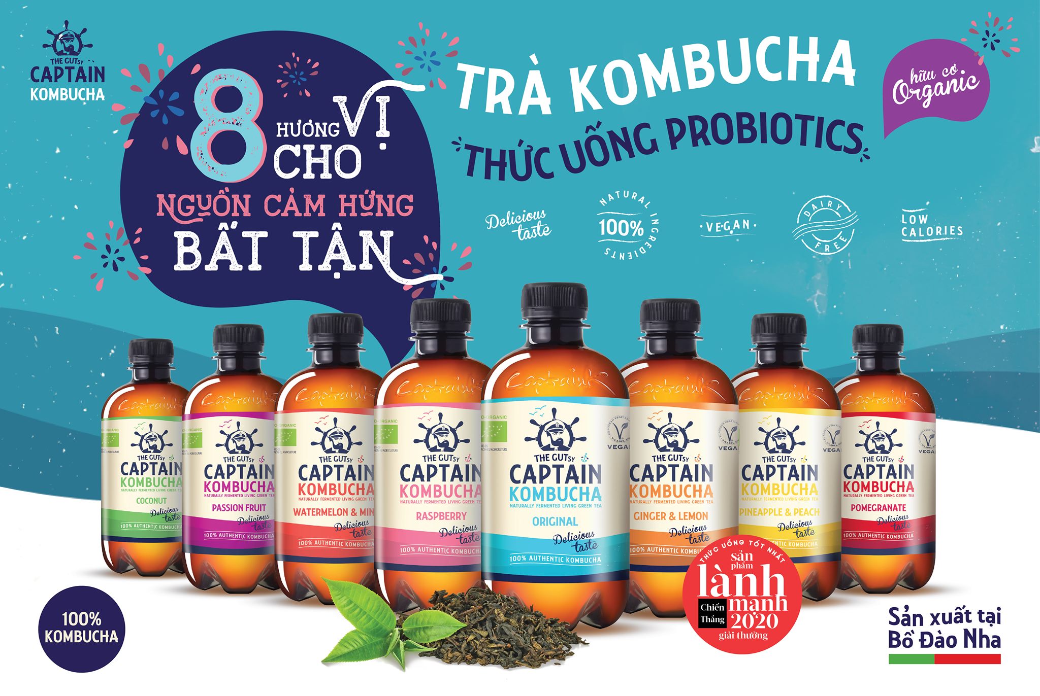 Trà Dưỡng Sinh KomBuCha hữu cơ Captain Kombucha