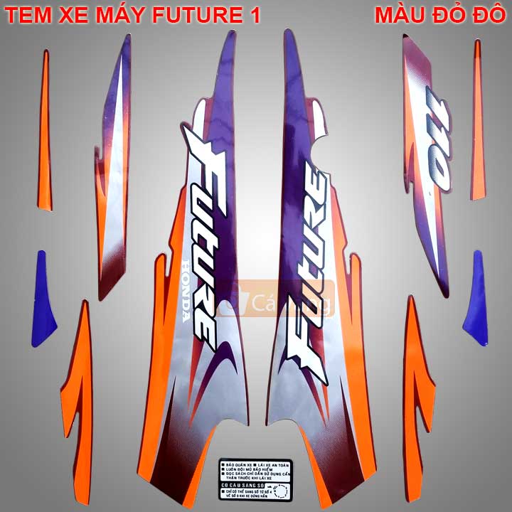 Tem xe Future 1, TEM TỐT dán dàn áo xe máy ĐỎ ĐÔ