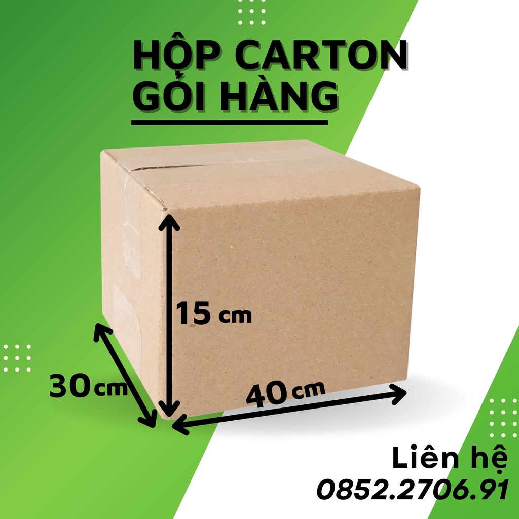 40x30x15 Combo 5 hộp gói hàng carton giấy đẹp 3 lớp đáy mộc