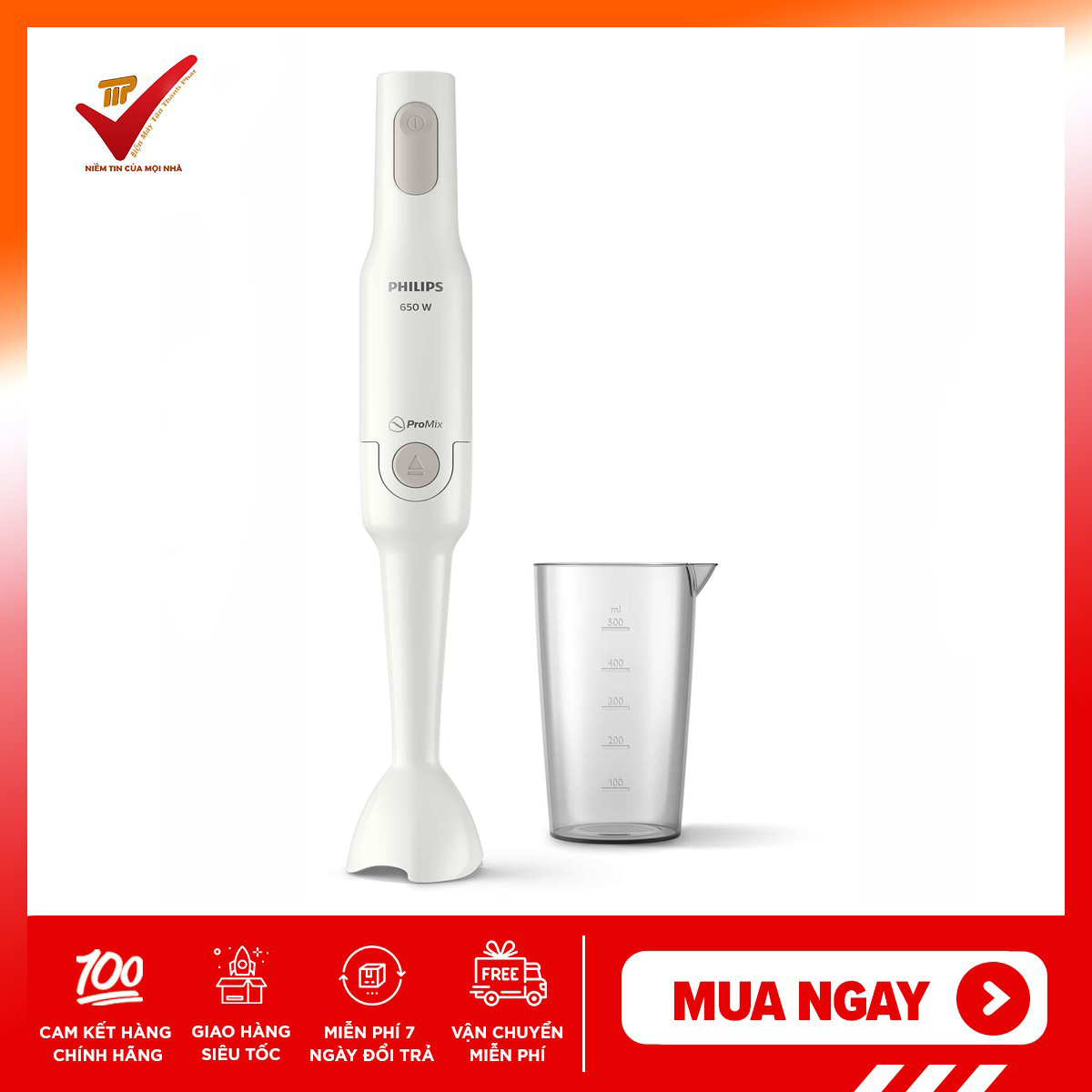 Máy xay cầm tay philips hr2531 650w, máy xay sinh tố, xay cháo
