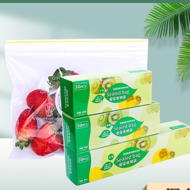 Combo 3 hộp túi zip đựng thức ăn có khóa kéo
