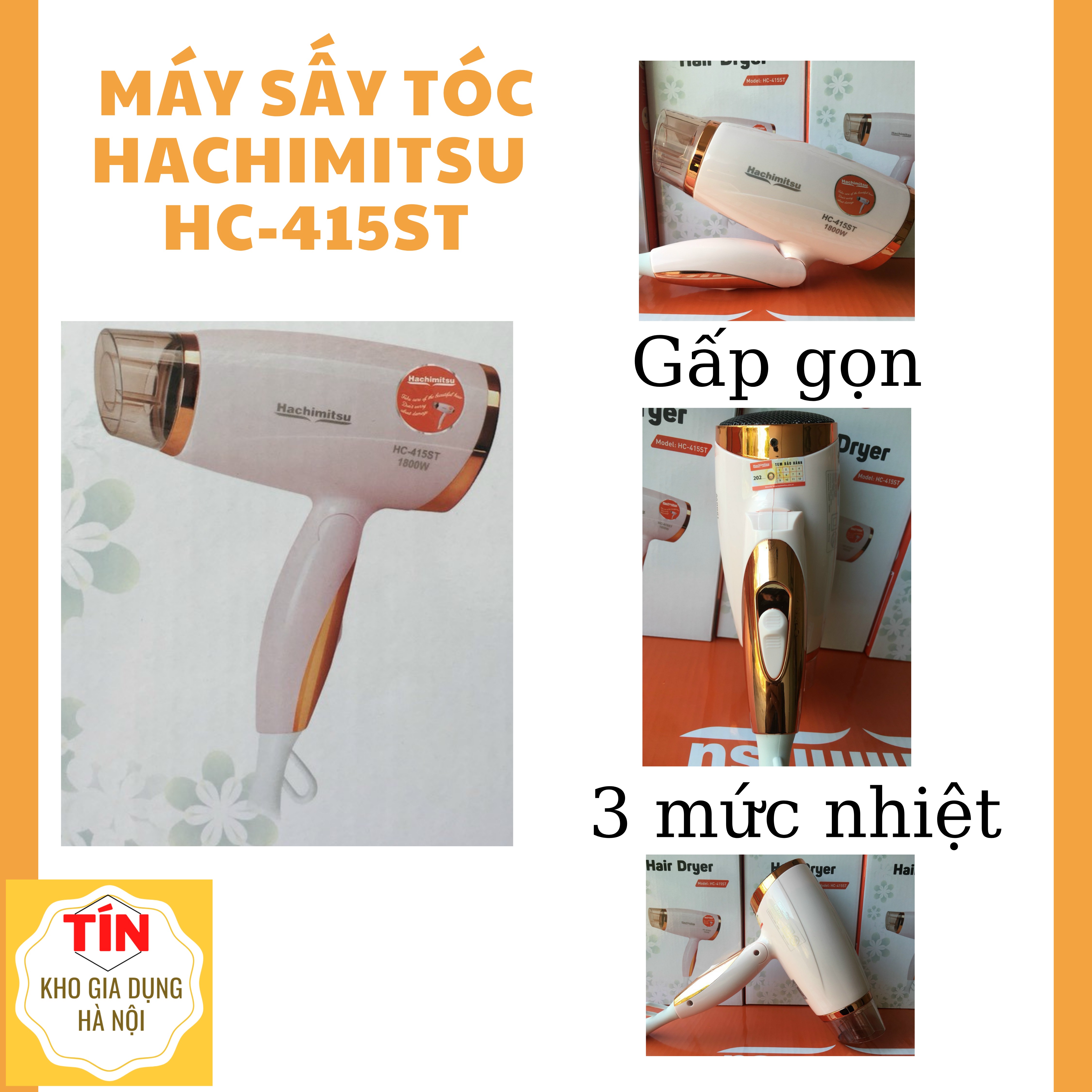 Máy sấy tóc sang chảnh Hachimitsu HC-415ST- Hàng chính hãng