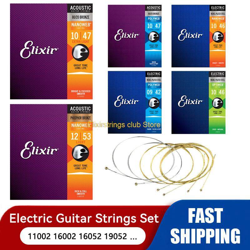 Elixir Dây Đàn Guitar Điện Sts Phủ Acoustic 8020 Đồng Phốt-pho n 12052 16002 16027 16052 16102 Miễn Phí Vận Chuyển