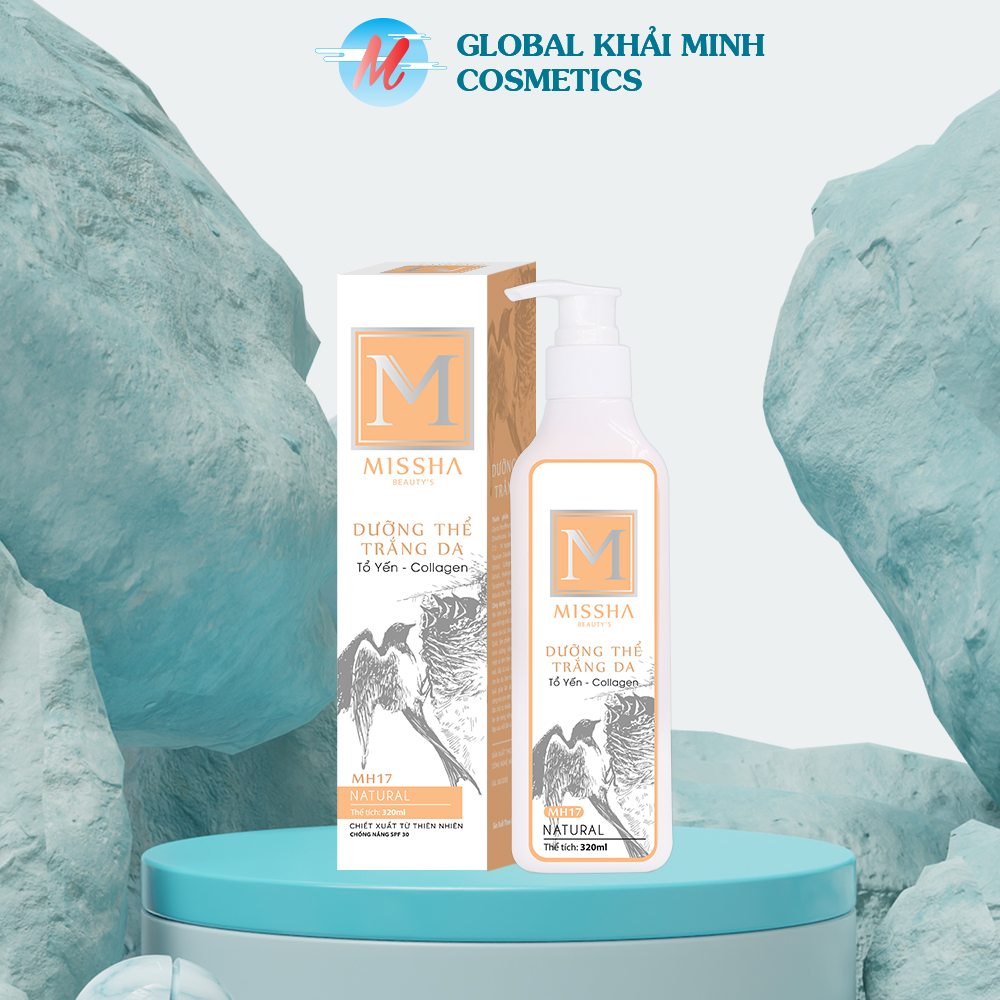 Kem body dưỡng trắng da toàn thân siêu trắng sáng da nhanh chiết xuất collagen tổ yến Missha 320ml - Global Khải Minh Cosmetics