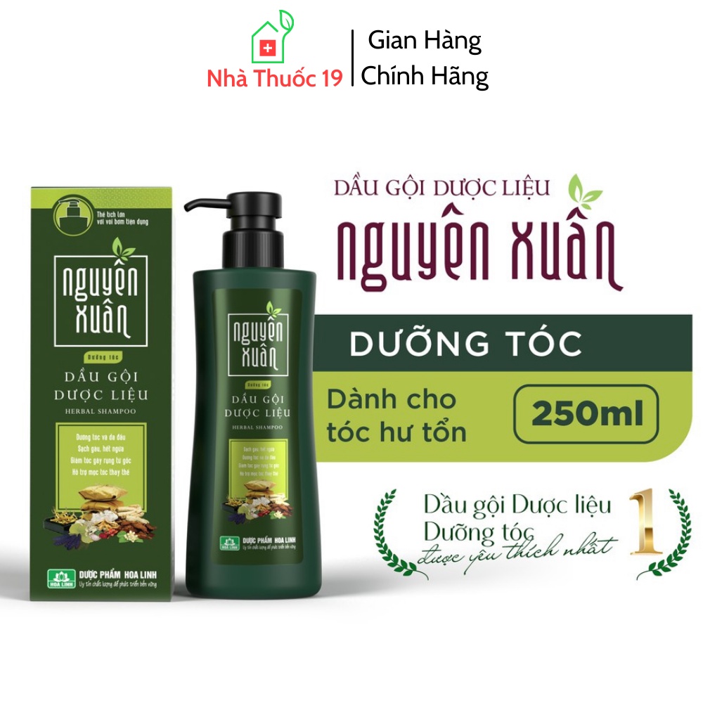 Dầu gội Dược liệu Nguyên Xuân Hết Khô Sơ, Hư tổn 250ml, Nguyên Xuân Xanh (Dưỡng tóc, phục hồi hư tổn)
