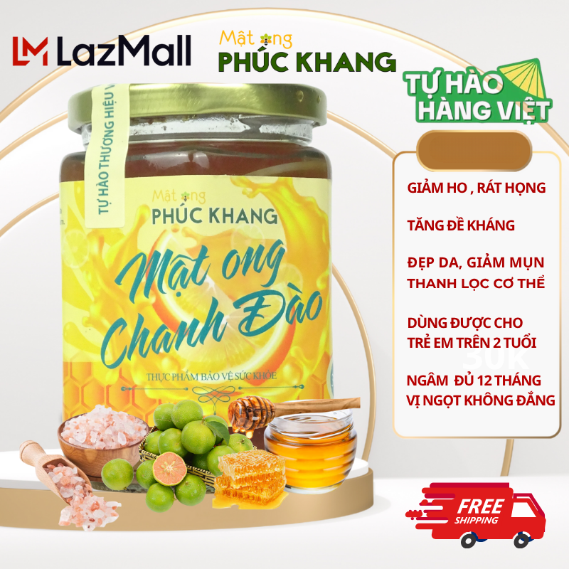 Chanh Đào Mật Ong Nguyên Chất Phúc Khang 350g – Giảm Ho, Giảm Đau Rát Họng, Tăng Đề Kháng Tự Nhiên, Làm Đẹp Da , Thanh Lọc Cơ Thể