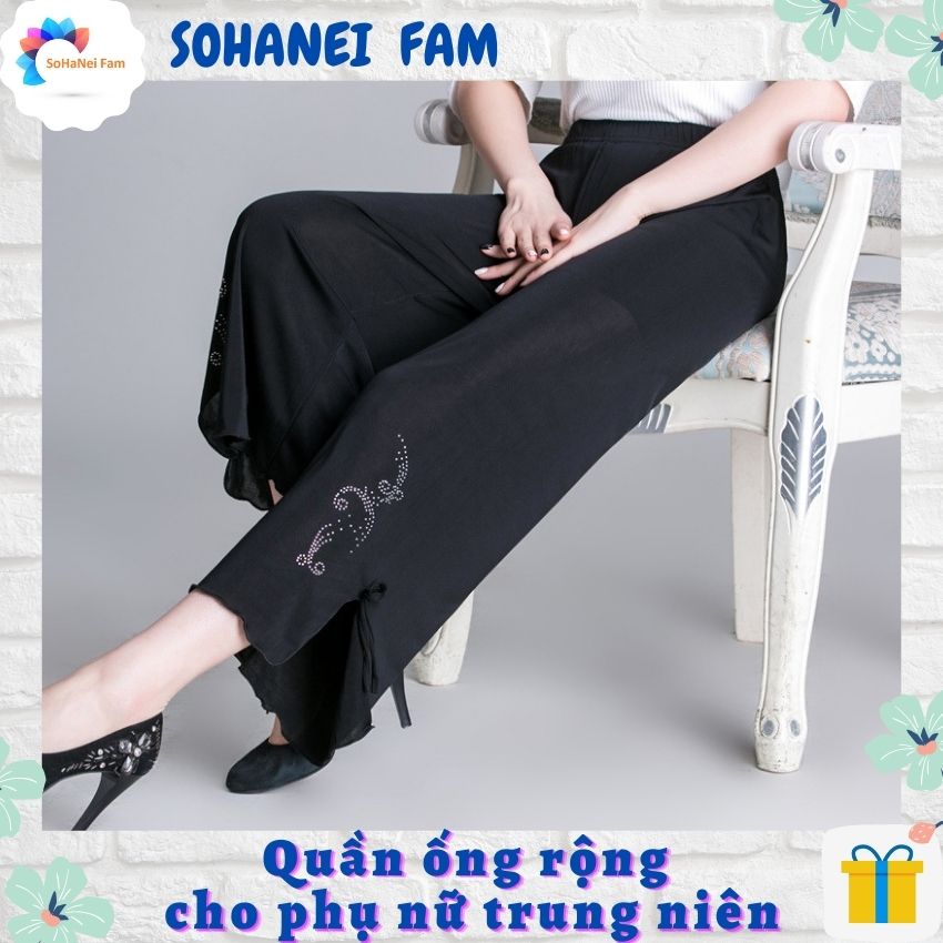 [HCM][FREESHIP] Quần Ống Rộng Cho Phụ Nữ Trung Niên Và Cao Tuổi 2020-2021 - SOHANEI FAM Fashion - Quần Mỏng Vải Rũ Mềm Mịn Rộng Rãi Thoải Mái