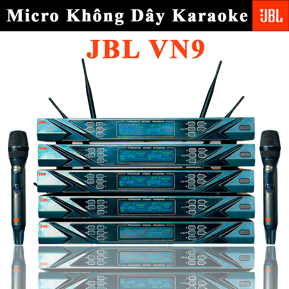 Micro Karaoke Gia Đình, Micro Karaoke Không Dây JBL VN9, Màn Hình LCD Sắc Nét, Tích Hợp Chip Thông Minh Tái Tạo Âm Thanh, Chống Hú Rít, Hát Cực Nhẹ, Dùng Cho Karaoke Gia Đình, Sự Kiện, Loa Kéo, Âm li, Vang Cơ - Bảo Hành 1 Năm