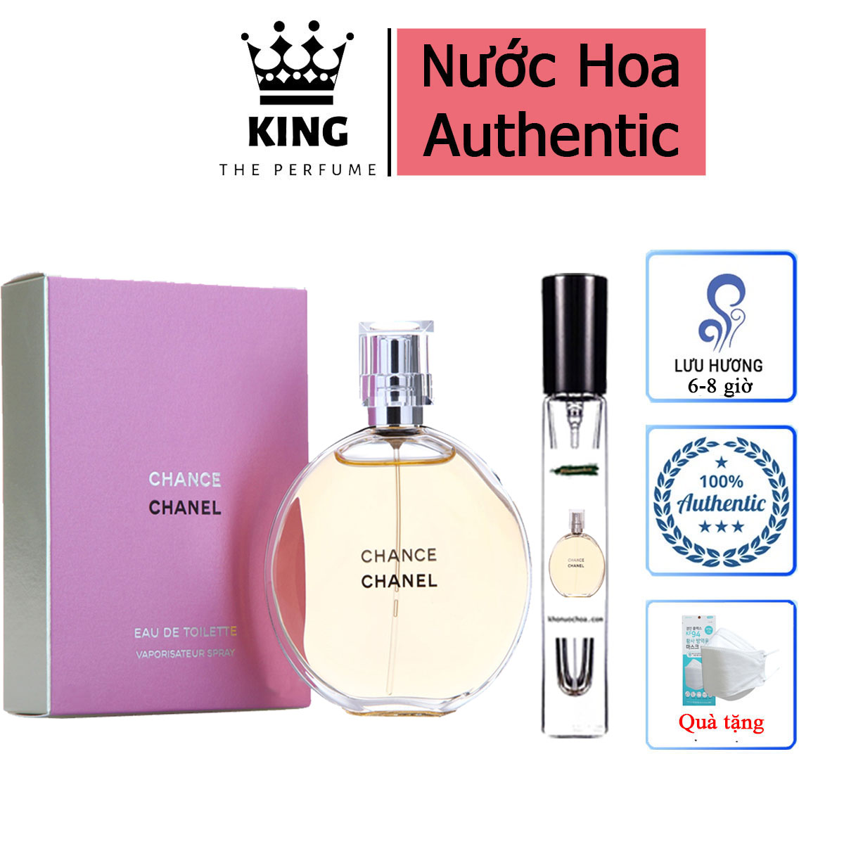 Nước hoa nữ mini 𝗖𝗵𝗮𝗻𝗲𝗹 𝗖𝗵𝗮𝗻𝗰𝗲 𝗘𝗗𝗧 - phong cách sang trọng, nữ tính, hương hoắc hương, chanh vàng, hạt tiêu hồng, chai chiết 5-10-20ml