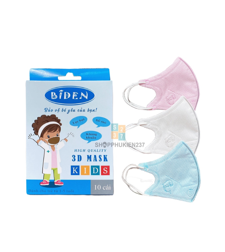 Combo 50 cái khẩu trang 5d biden cho bé size nhỏ từ 2 tuổi đến 5 tuổi