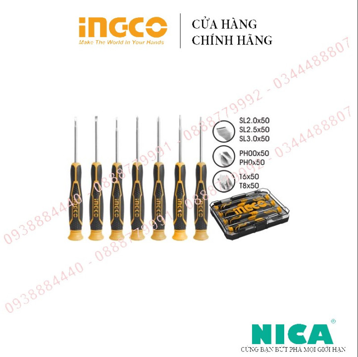 Bộ 7 tua vít đồng hồ ingco hksd0718 chính hãng - siêu thị đồ nghề