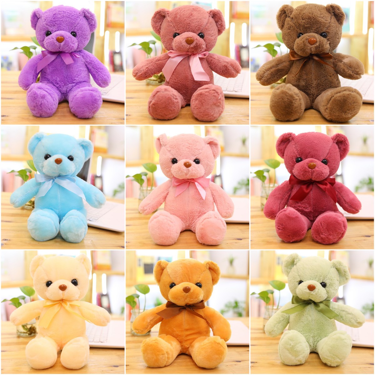 118216 Colored In Cute Teddy Bear Plush Toy Soft Stuffed Hug Little Gift