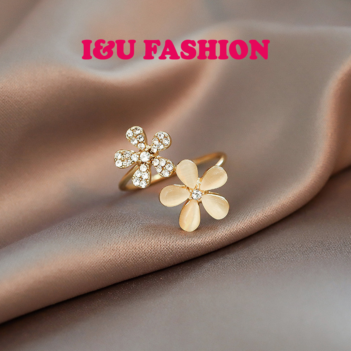 Nhẫn Đeo Tay Hoa Rhinestone Thiết Kế Kiểu Hở Có Điều Chỉnh Nhẫn Đính Đá Lấp Lánh Siêu Xinh Trang Sức Phụ Kiện Thanh Lịch Cho Nữ NA-07