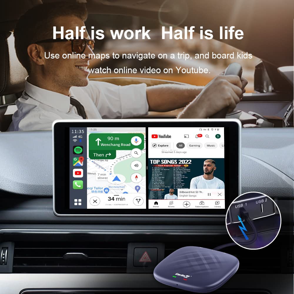 Bộ Android Box & Carplay không dây CarlinKit Smart Box - 4G LTE, Ram 3Gb, Rom 32Gb, Chip Qualcomm QCM2290,GPU Adreno 702