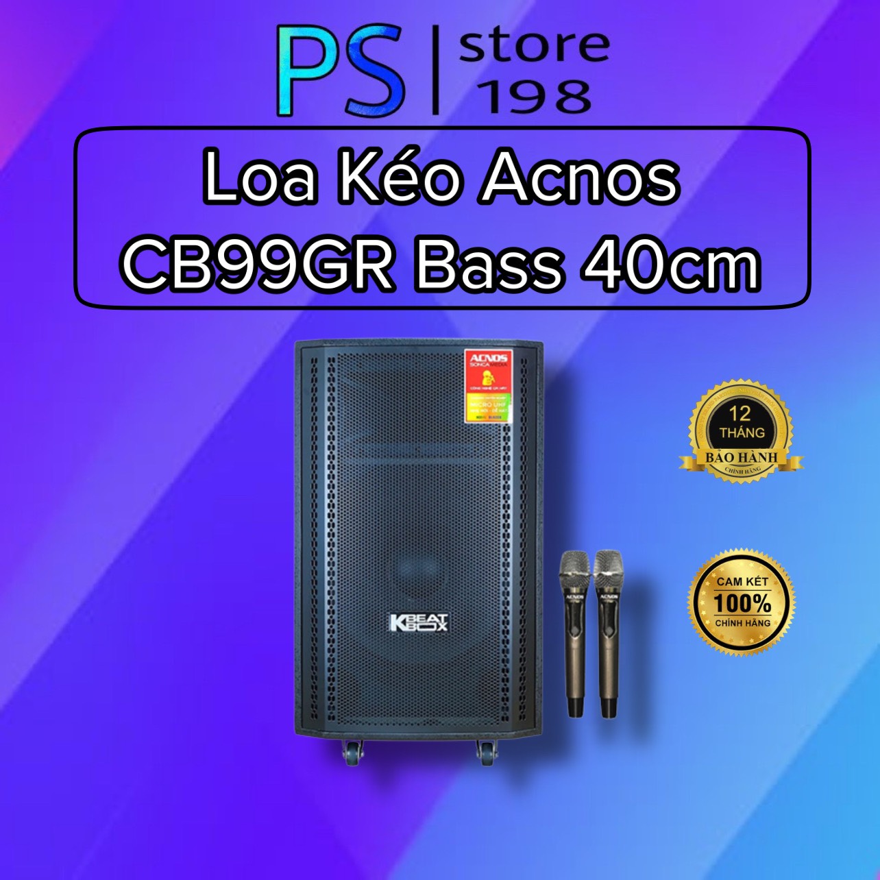 Loa kéo Acnos CB99GR Bass 40cm 450w - hàng chính hãng