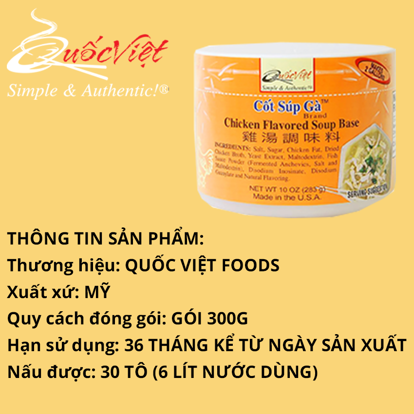 Gia vị nấu súp gà chuẩn vị Cốt Quốc Việt 300g [Quốc Việt Foods, USA]