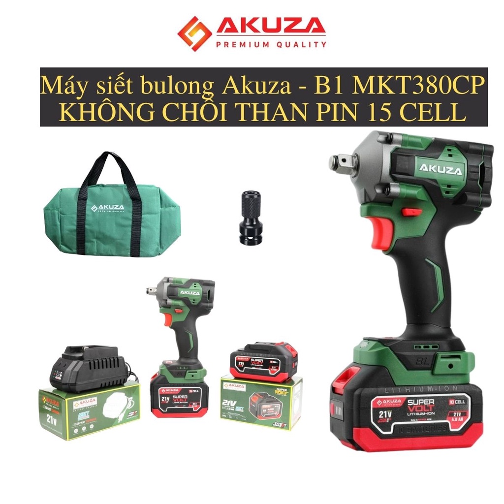 Máy siết bulong pin akuza b1 - 380nm cp, siết bulong không chổi than - siết bulong, khoan, vặn vít