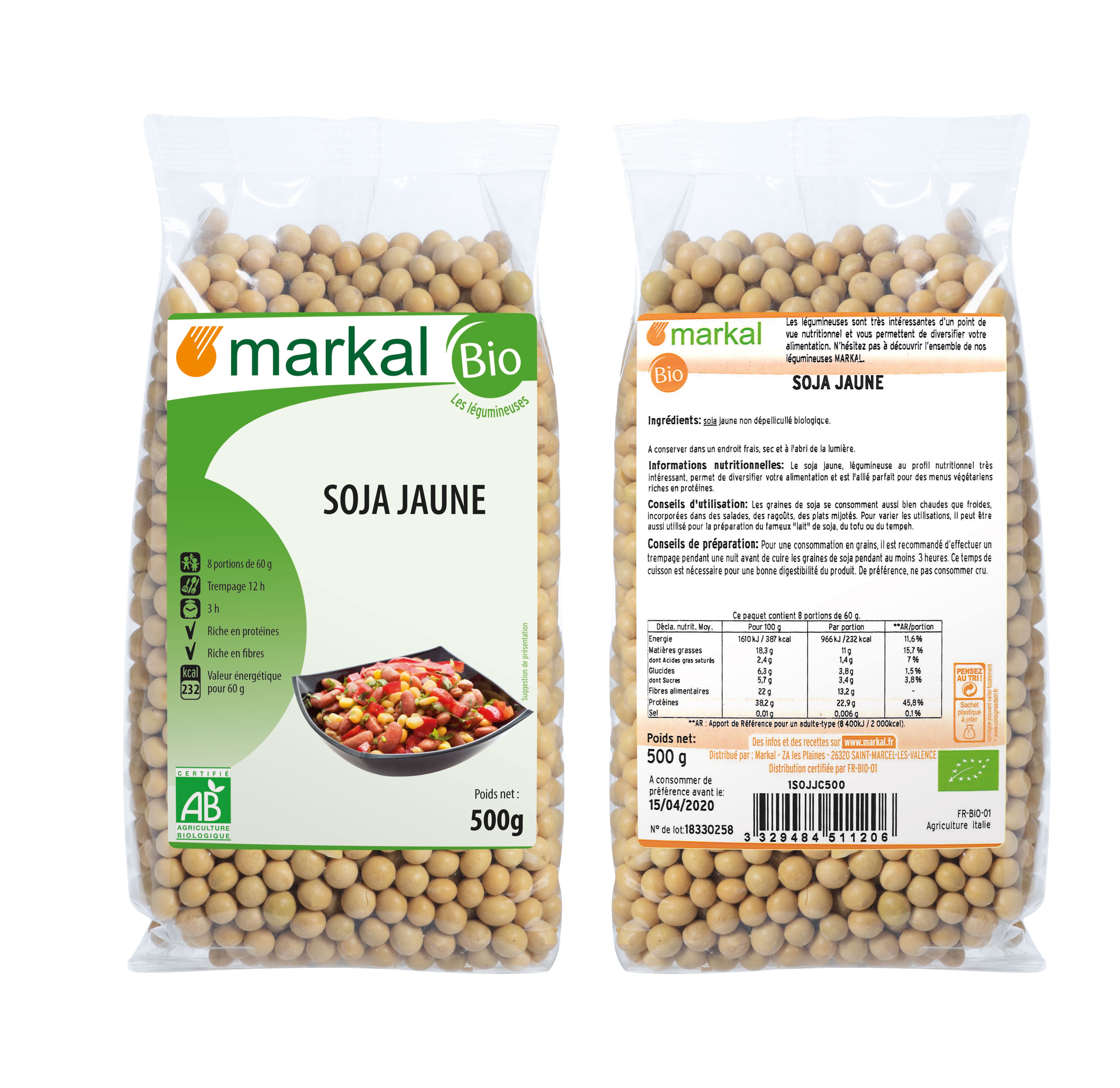 Đậu nành hữu cơ Markal organic Soy Beans 500g