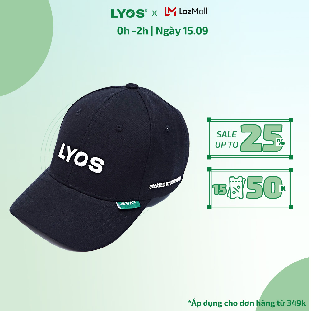 Nón lưỡi trai lyos basic logo đen/ trắng/ kem