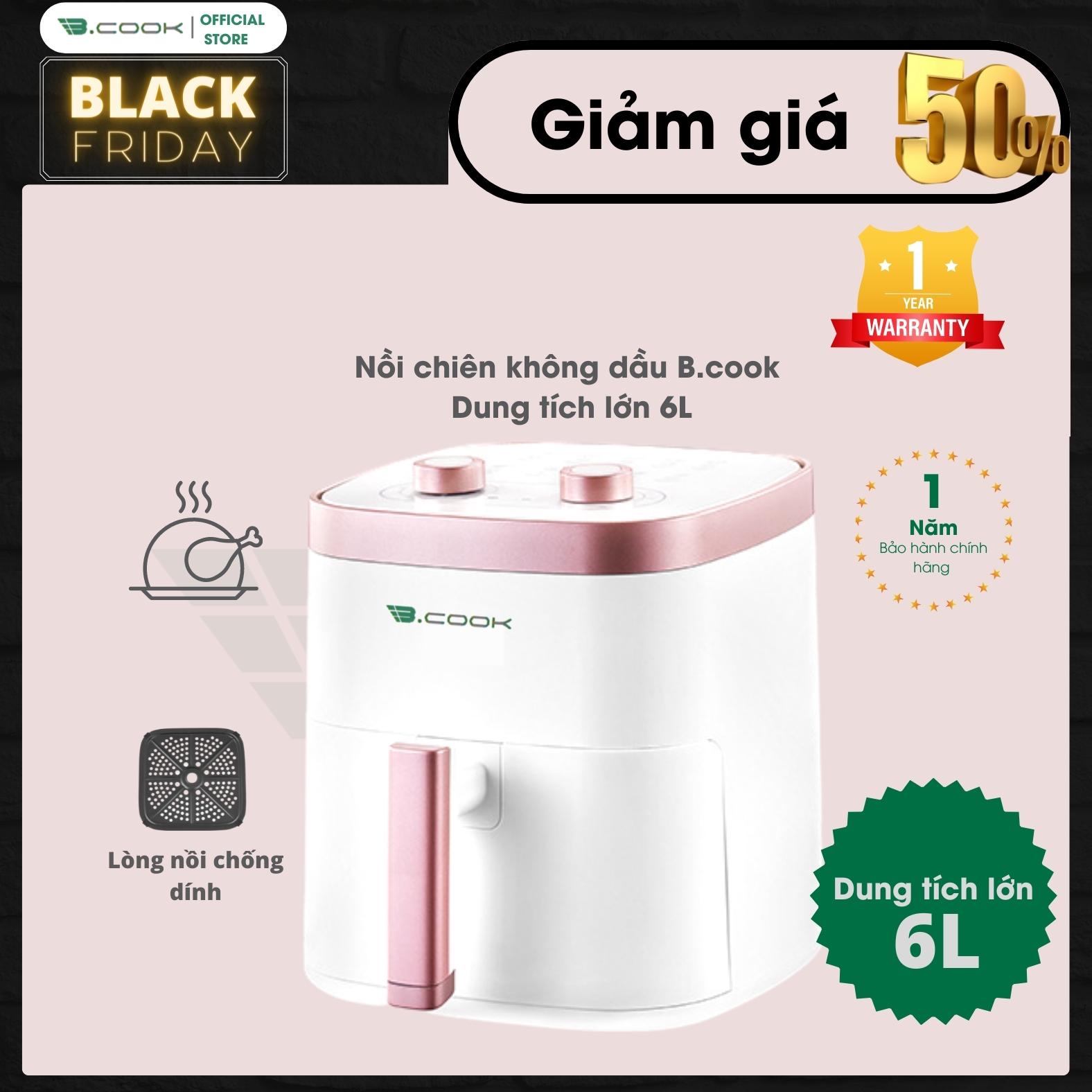 Nồi chiên không dầu BCook Dung tích lớn 6L - Hàng chính hãng bảo hành 12 tháng
