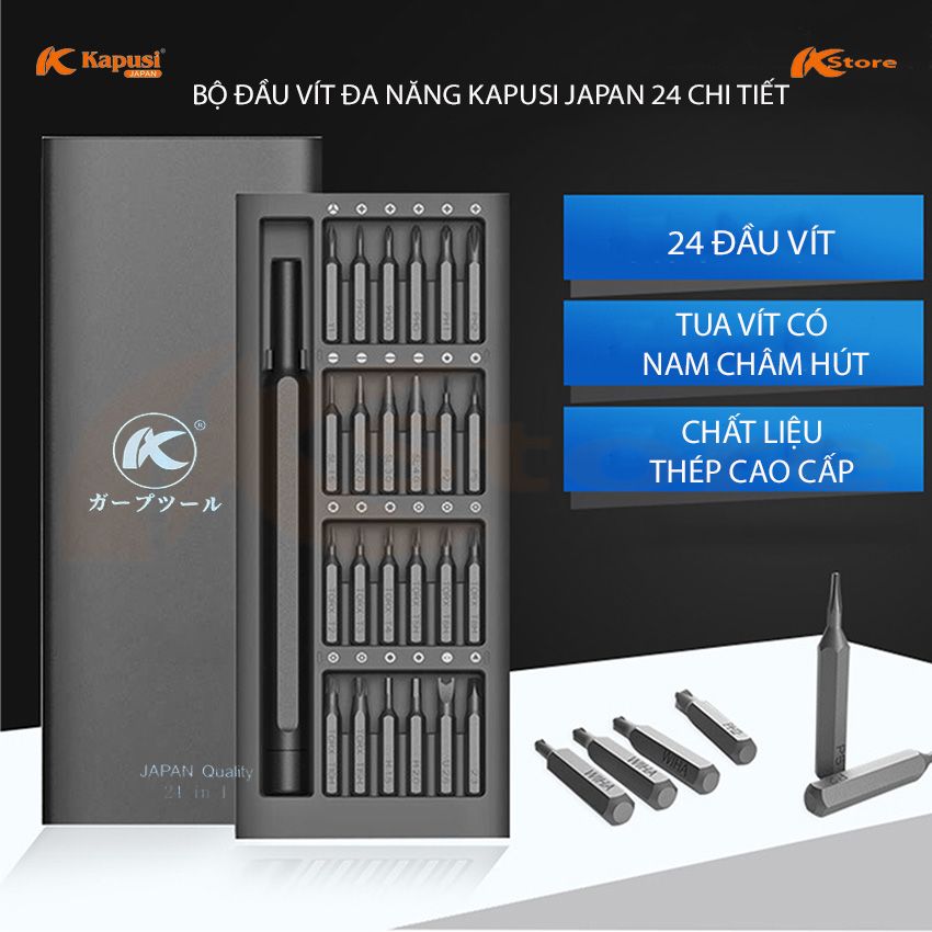 BỘ TUA VÍT ĐA NĂNG MINI KAPUSI JAPAN 25 CHI TIẾT, ĐẦU VÍT CÓ NAM CHÂM, DỤNG CỤ SỬA CHỮA ĐIỆN THOẠI - ĐỒ ĐIỆN TỬ