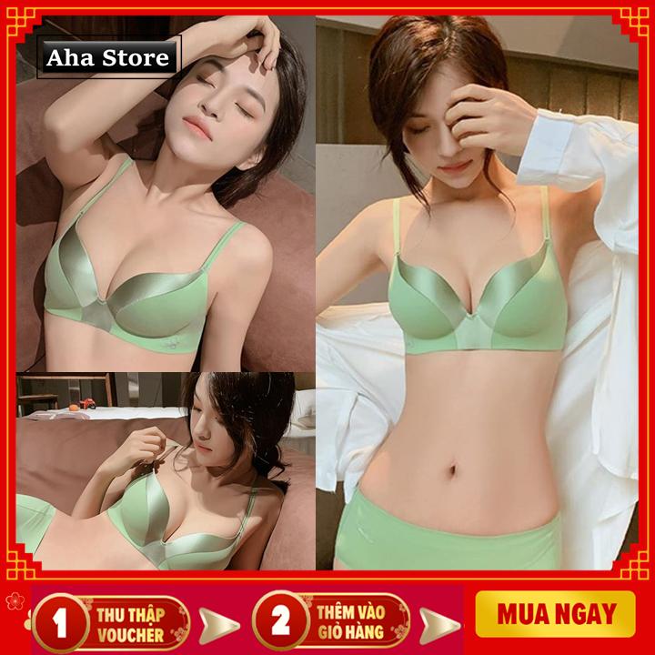ÁO NGƯC PHỐI LỤA CAO CẤP TẠO KHE NÂNG NGỰC ĐẸP HÚT HỒN HOT TREND 2019, ÁO LÓT SU ĐÚC KHÔNG GỌNG Aha Store
