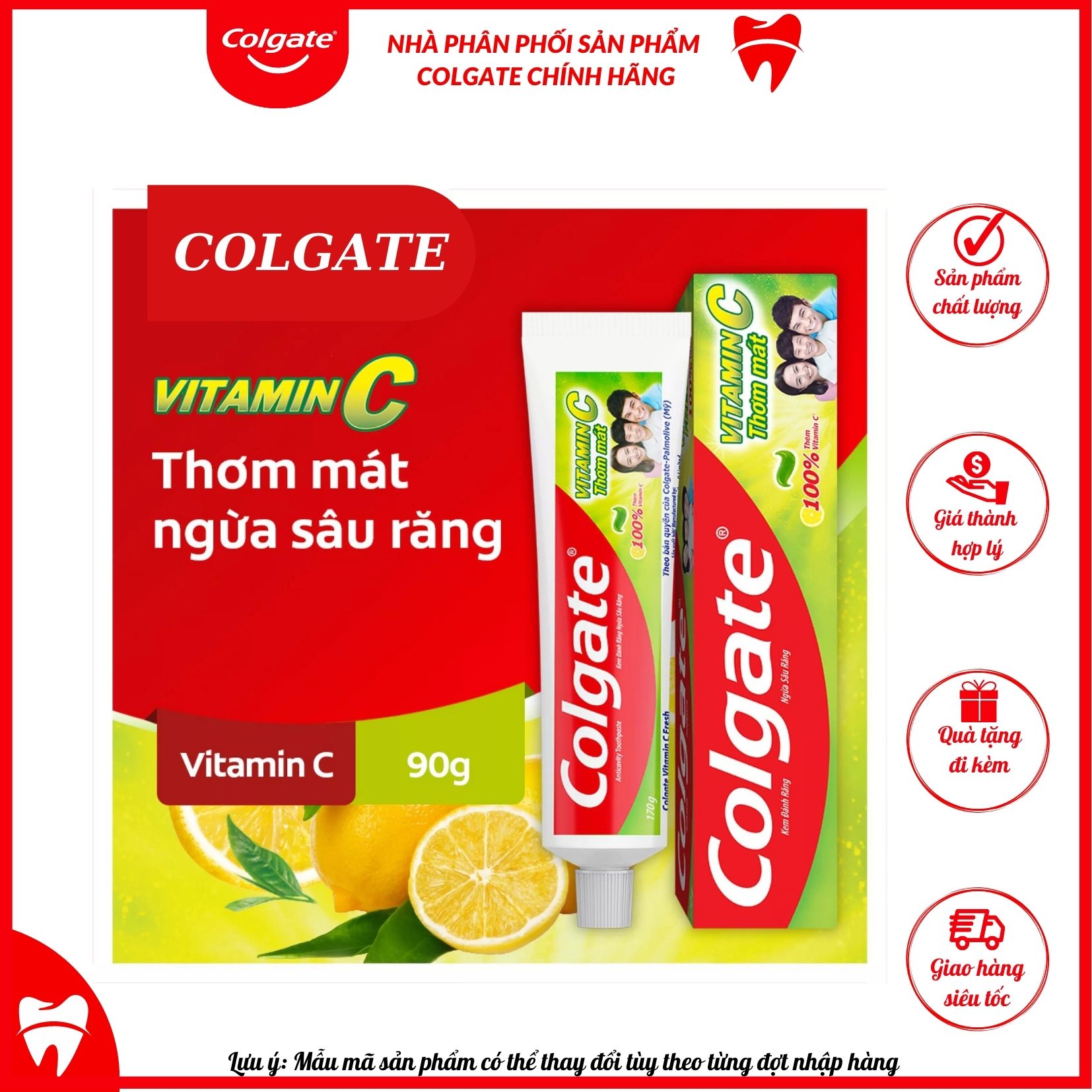 Kem đánh răng Colgate vitaminC 90g chắc răng, thơm miệng