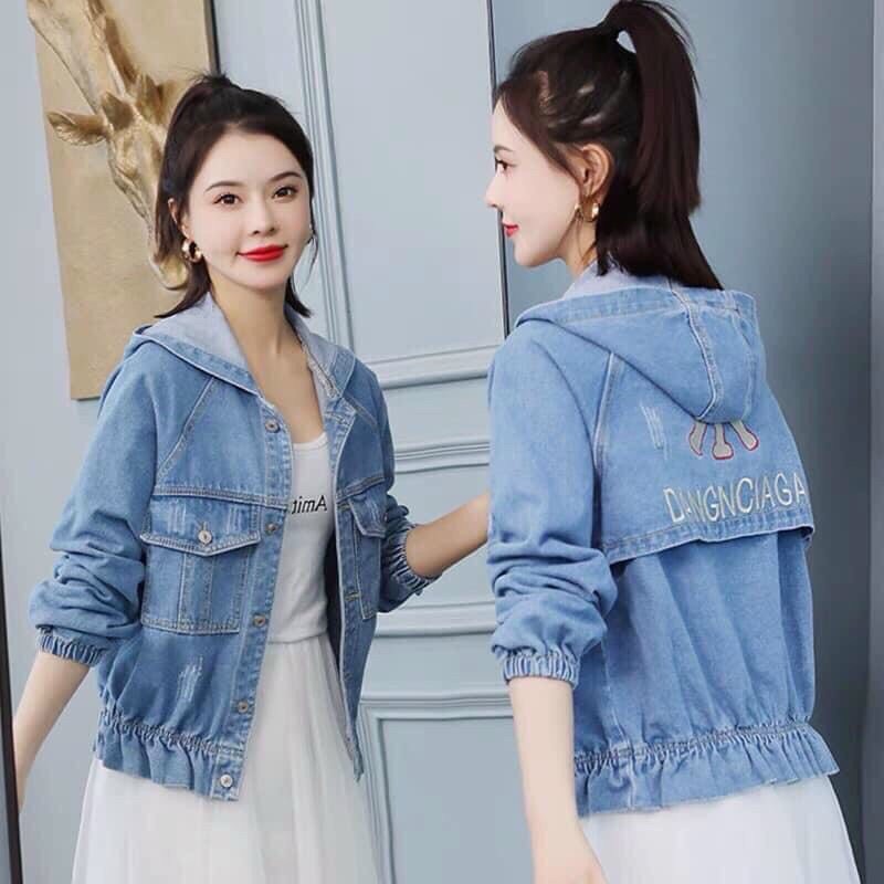Áo khoác Jean có nón xinh xắn