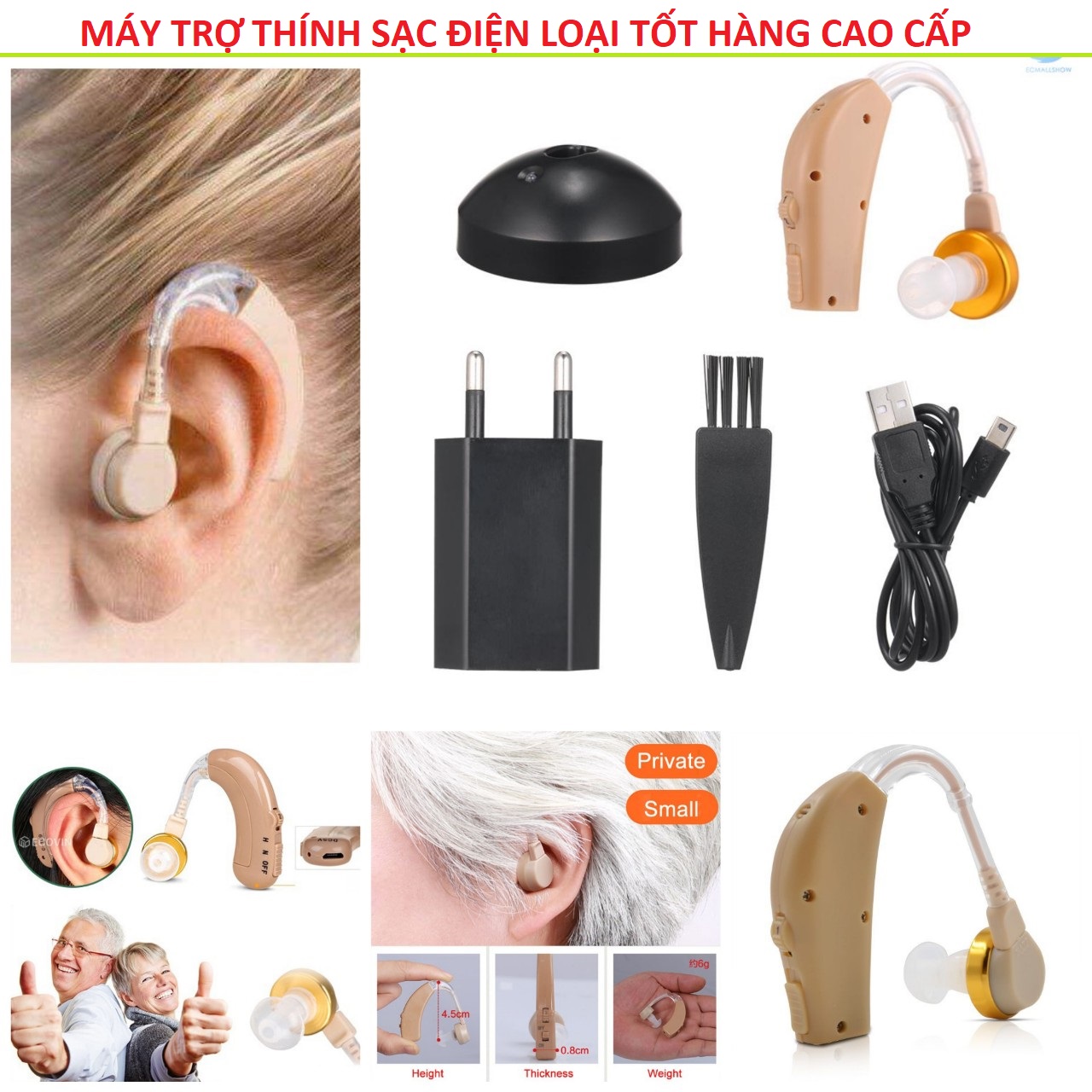 Máy Trợ Thính Không Dây Có Sạc Điện , Tai Nghe Trợ Thính JZ-1088F2 cho người già , Chọn mua Máy trợ thính sạc pin không dây loại tốt hàng cao câp