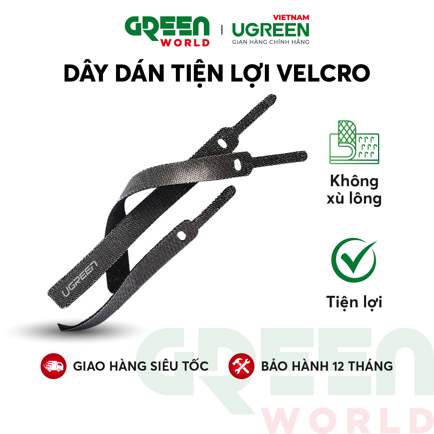Dây dán tiên lợi Velcro làm gọn dây sạc, dây tai nghe, dây máy tính...dài 14cm UGREEN 50370
